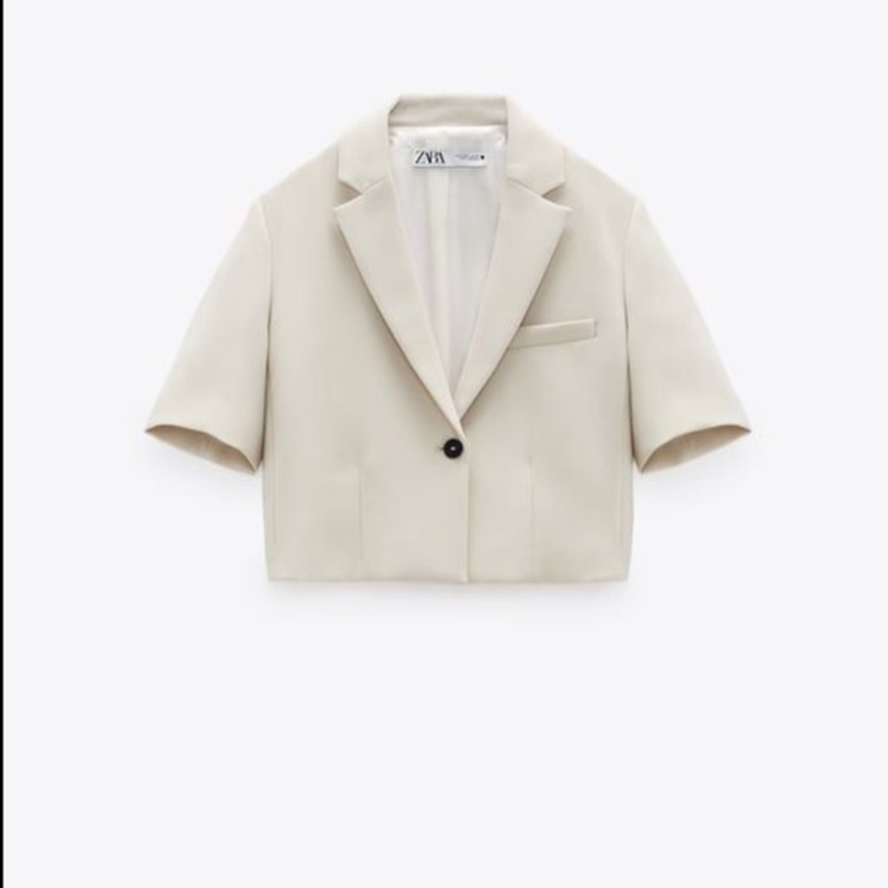 Zara Women's Cream/ivory  Short Sleeve Blazer